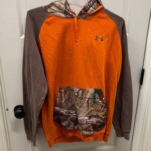Under Armour Camo Orange and Brown Hoodie size large